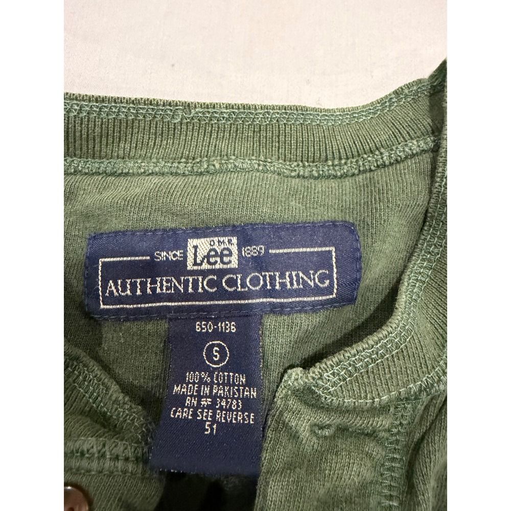 Gorpcore Mens Lee Authentic Clothing Henley Shirt S Green